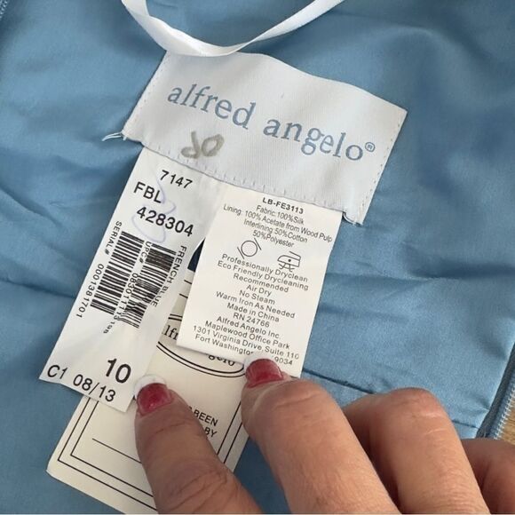 Alfred Angelo Blue Bridesmaid With Flower Pin Dress Size 10 NWT #5 - Picture 15 of 16